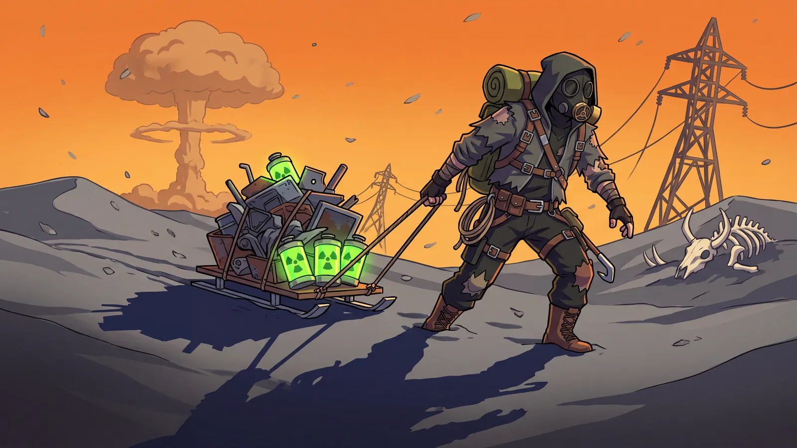 Illustration: a Scavver crossing the Ash Flats.