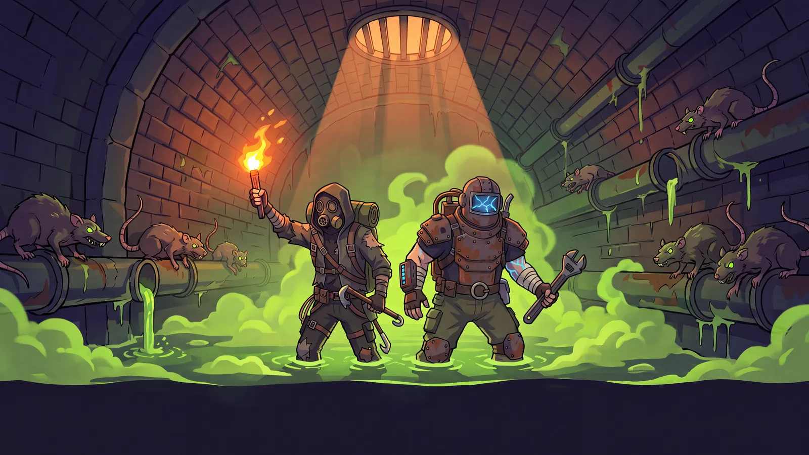 Illustration: a glowing sewer tunnel.
