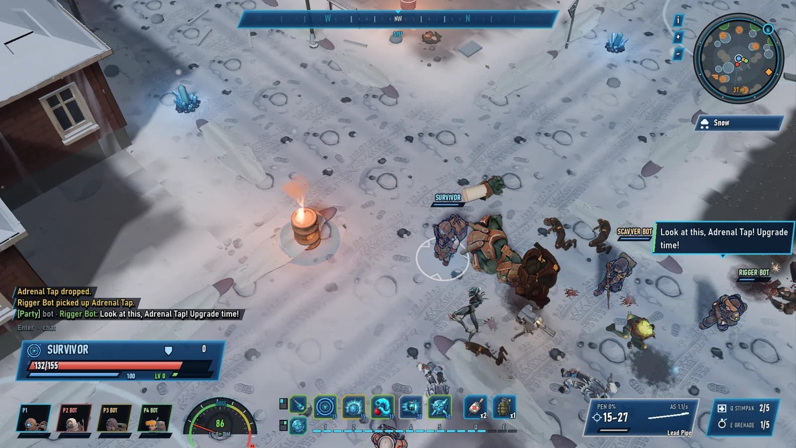 Nieva sobre las Ruinas Heladas mientras el equipo contiene a una manada.